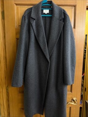 Vince Charcoal Gray Wool-Blend Long Coat